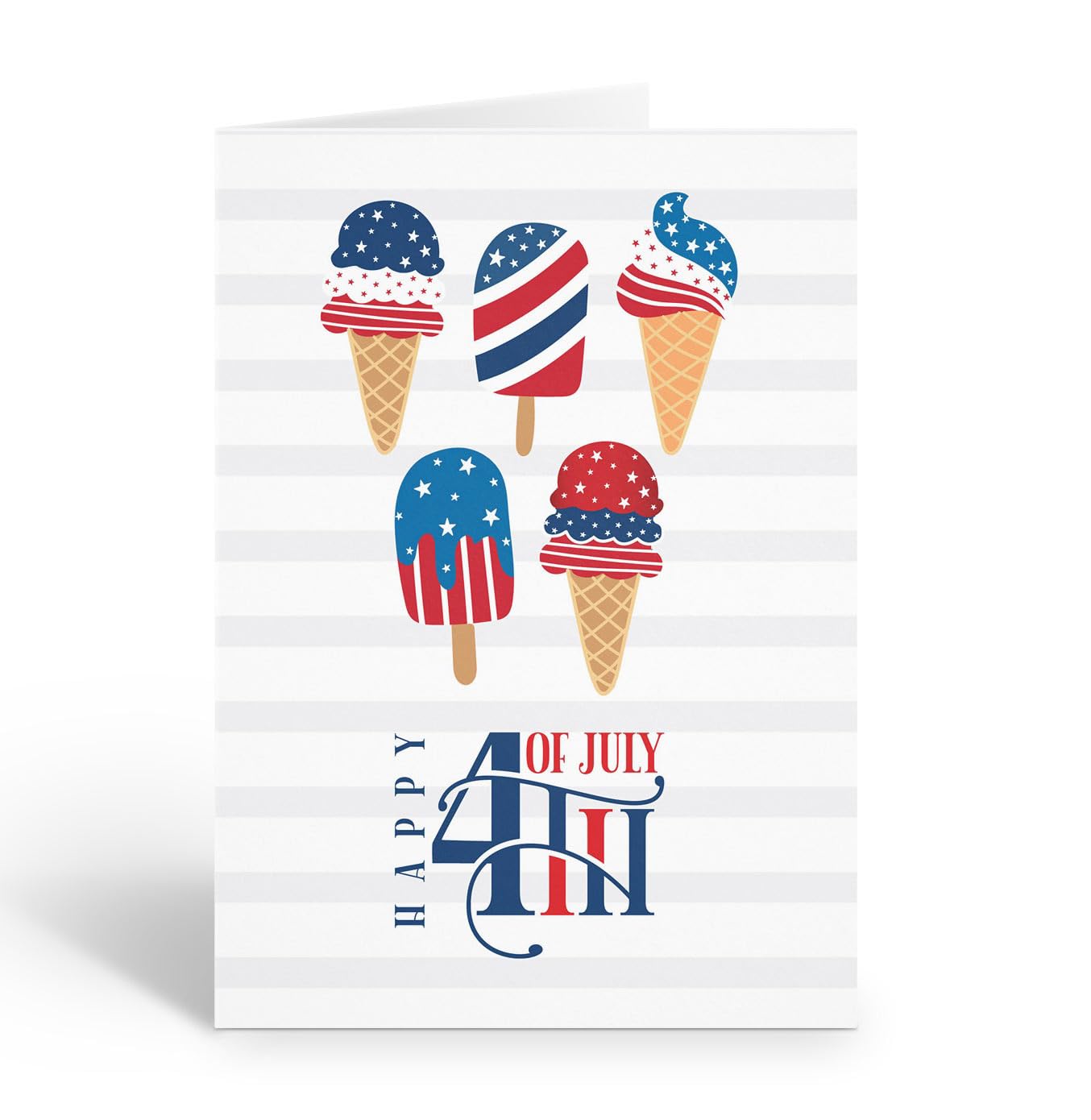 Stonehouse Collection Single 4th of July Greeting Card – Celebrate Sweet Freedom with a Patriotic Ice Cream Greeting Card! (Ice Cream)