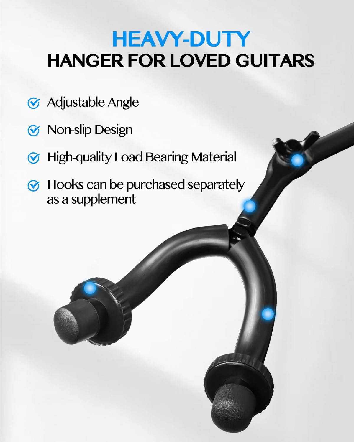 STRICH Guitar Wall Mount Hangers 2-Pack, 12" Multi-Angle Adjustable Metal Hooks for Instrument Display (Only 2 Hooks)