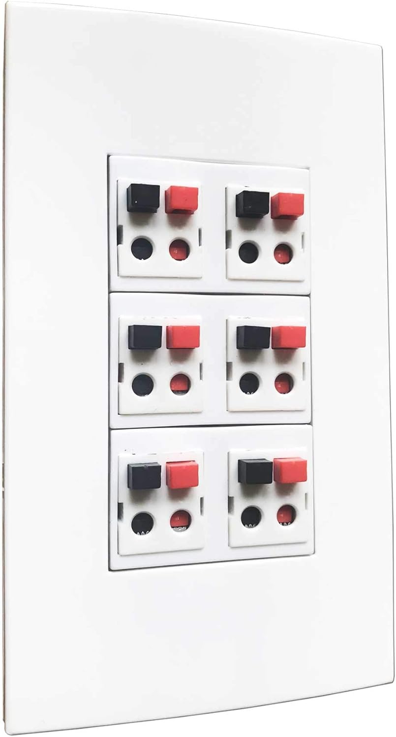 Flash Deals - 80% OFF diyTech Premium Speaker Wall Plate, 6 Speaker, Supports 6 Speaker Configurations, w/Mounting Bracket, 1 Gang Screwless - White