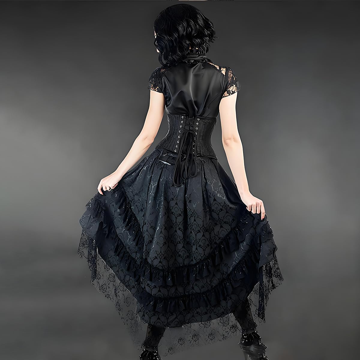 COSDREAMER Damen Viktorianischer Steampunk Gothic Rock Mittelalter Renaissance Spitze Bustle Kostüm