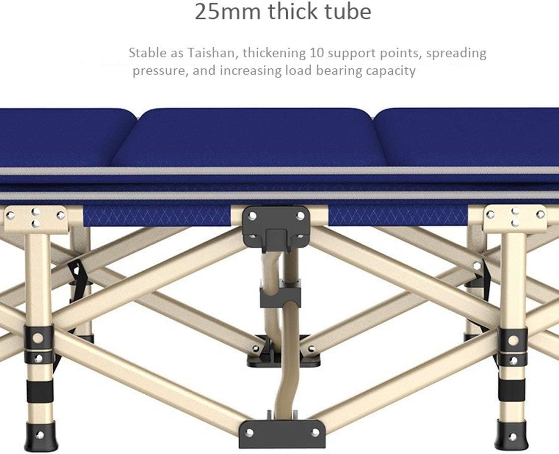 HIOD Folding Bed Lounge Chair Portable Breathable Garden Patio Recliner Beach Sun Lounger Foldable Lunch Bed 190 x 67cm,Blue