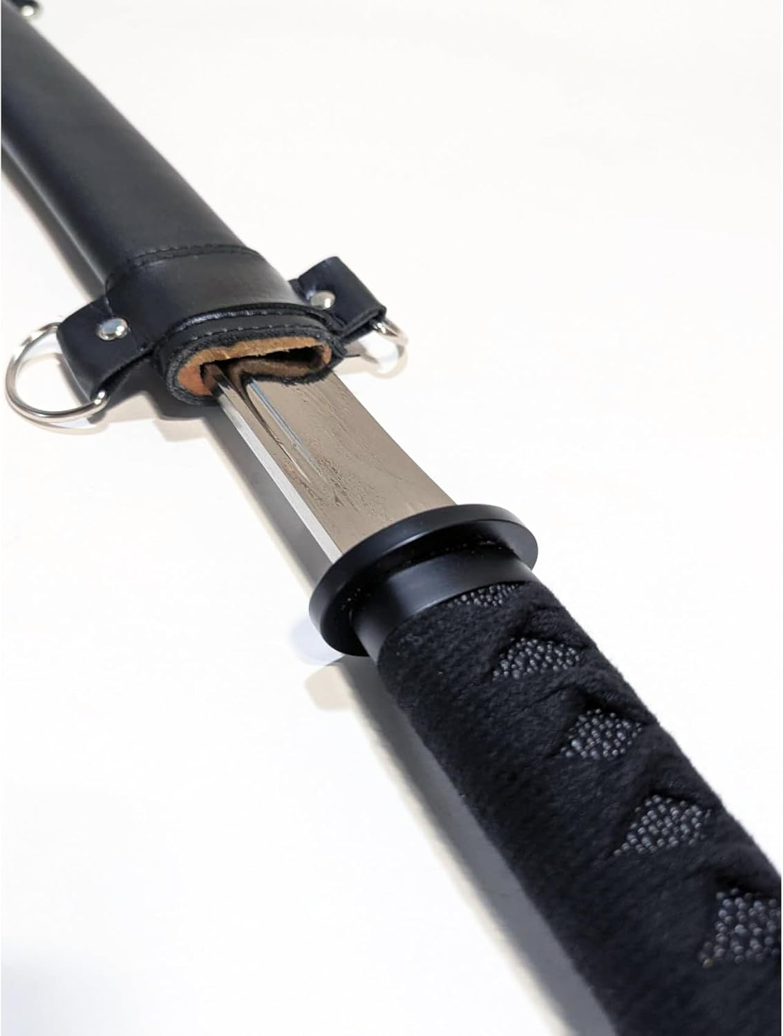 NLX 30.5" Full Tang Wakizashi Samurai Sword with 65Mn Spring Steel with Faux Leather Wrapped Scabbard