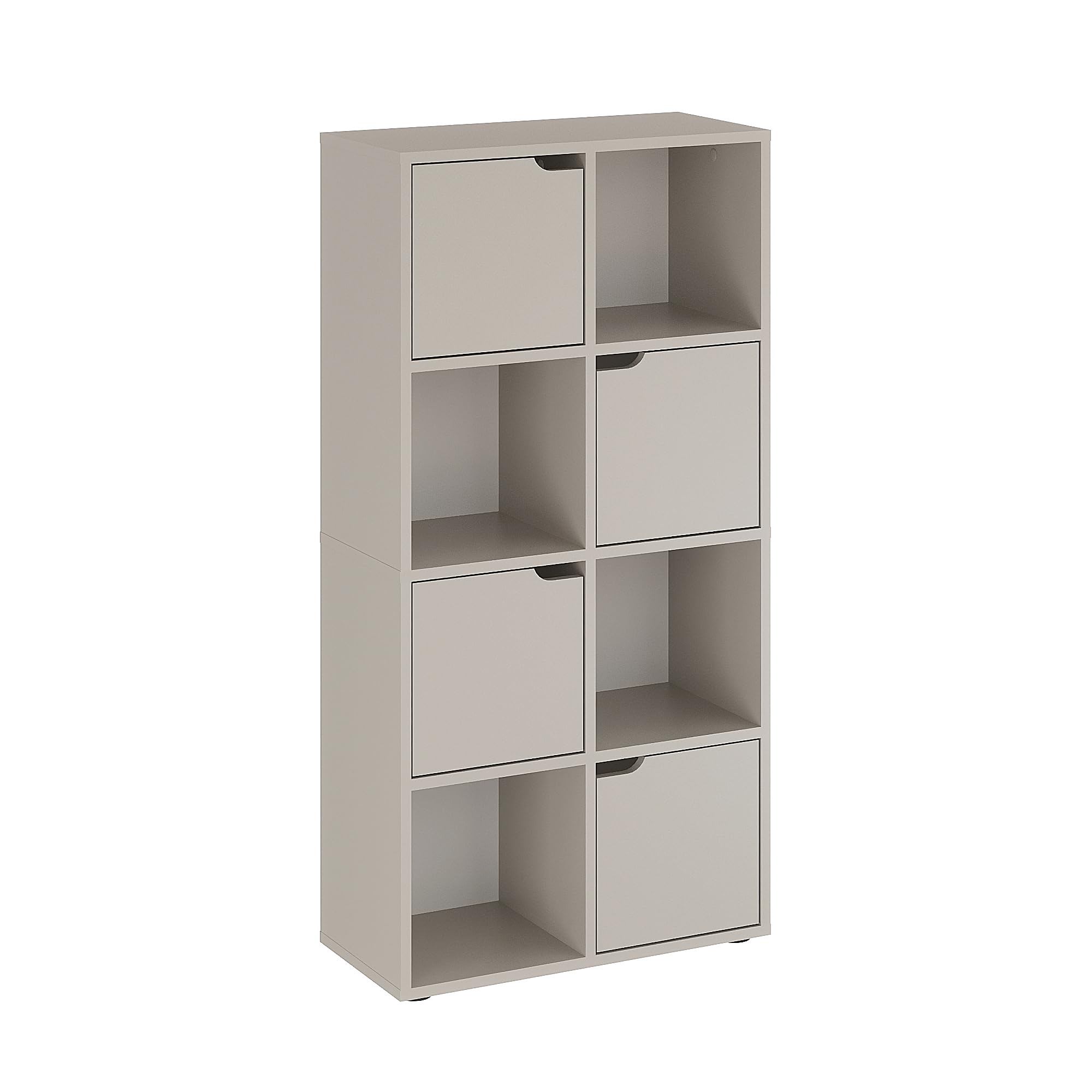 KOMTO Bücherregal Kaschmir – Würfelregal mit 4 Türen und 8 Fächern, Bücherschrank, Aufbewahrungsregal, Raumteiler Regal für Büro, Schlafzimmer und Wohnzimmer | Shelf8 60 x 30 x 122