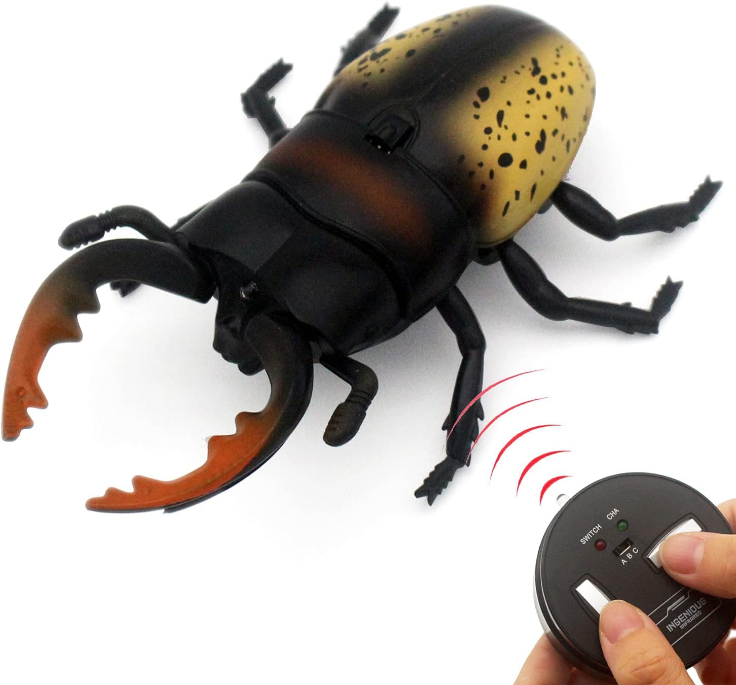 Tipmant RC Beetle Remote Control Insects Realistic Electronic Simulation Climber Animal Prank Toy Vehicle Kids Birthday Gifts (Yellow)