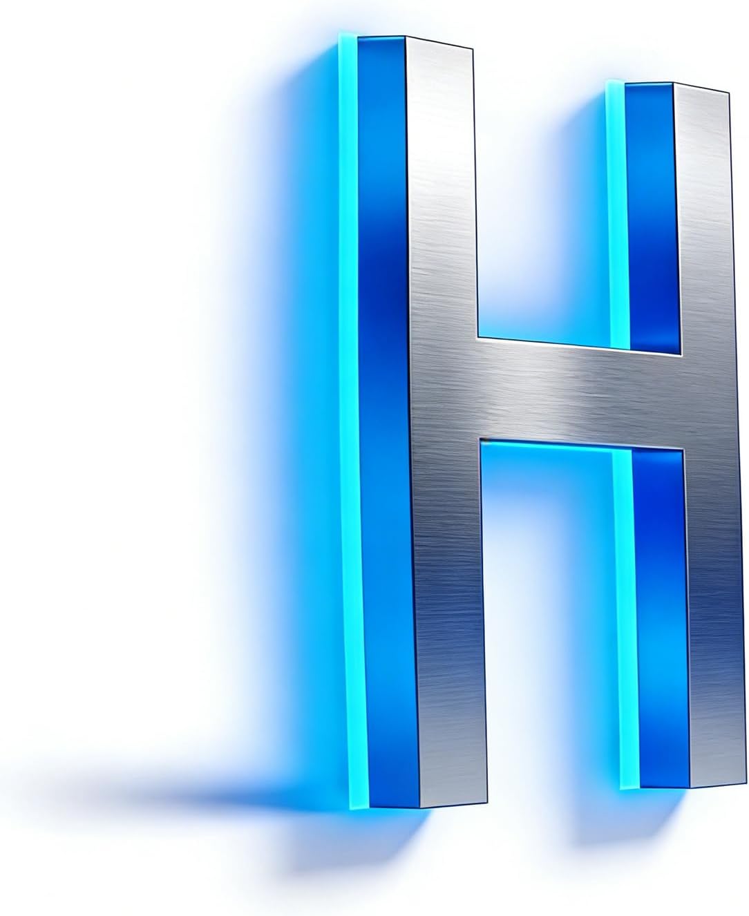 LED House Numbers, Backlit LED Floating Address Number For Home, Modern Stainless Steel Light Up House Numbers For Outside, Yard, Street, Brushed Silver, Blue Light,12 Inch,L