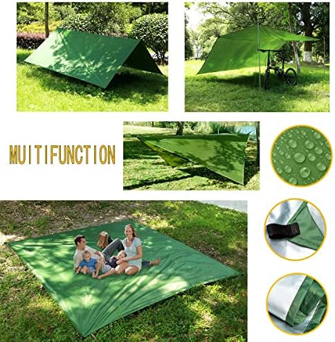 (Update to oversized Rain Fly) Portable camping hammock set, single double hammock, mosquito net, insect net, canopy, high strength parachute fabric hammock (Army Green heavy Rain Fly)