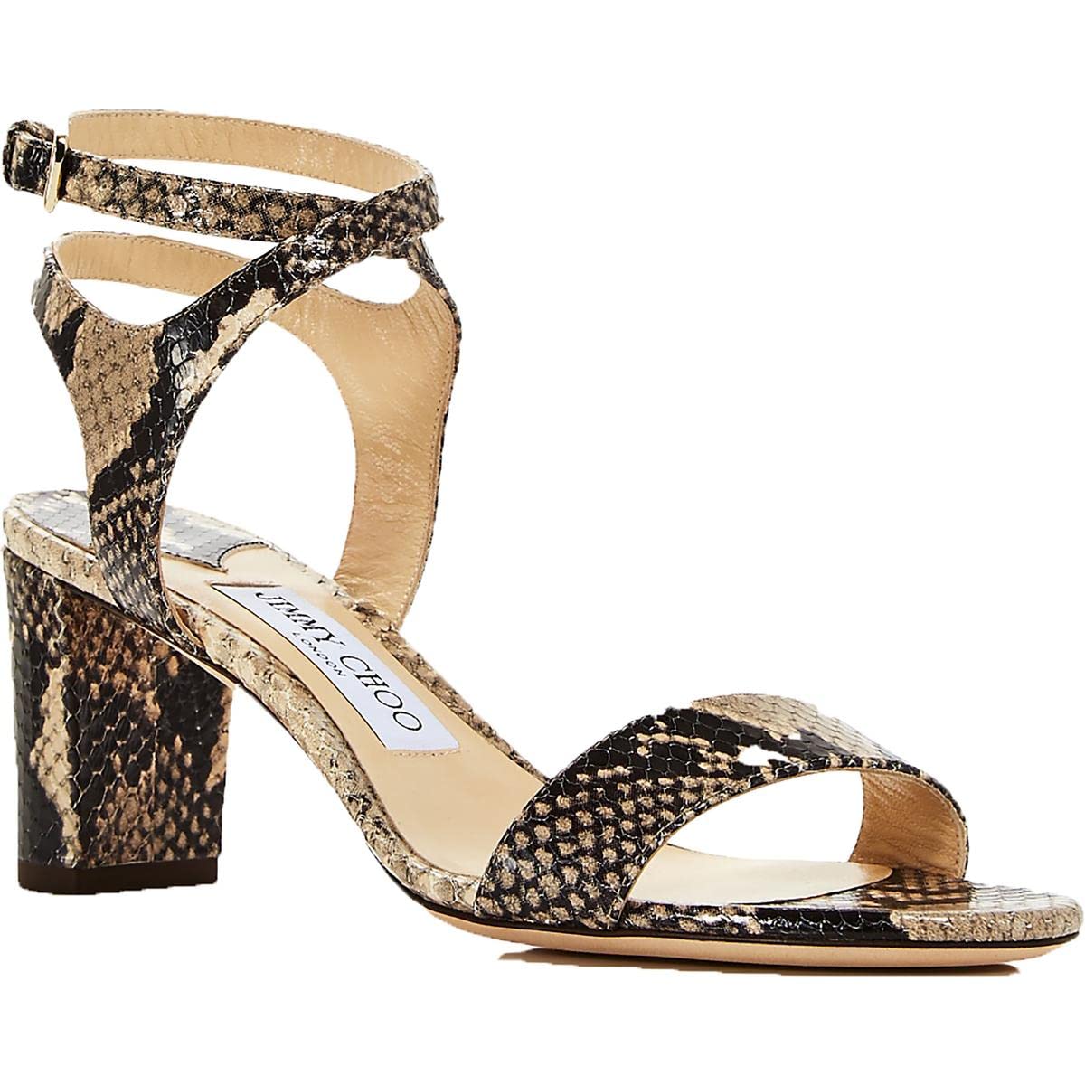JIMMY CHOO Womens Marine Leather Snake Print Dress Sandals