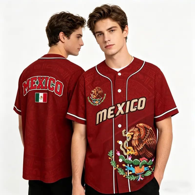 Mexican Pride Nationality Mexico Baseball Jersey, Stylish Mexican Crest Tee, Perfect Mexico Team Shirt for Soccer Game Day