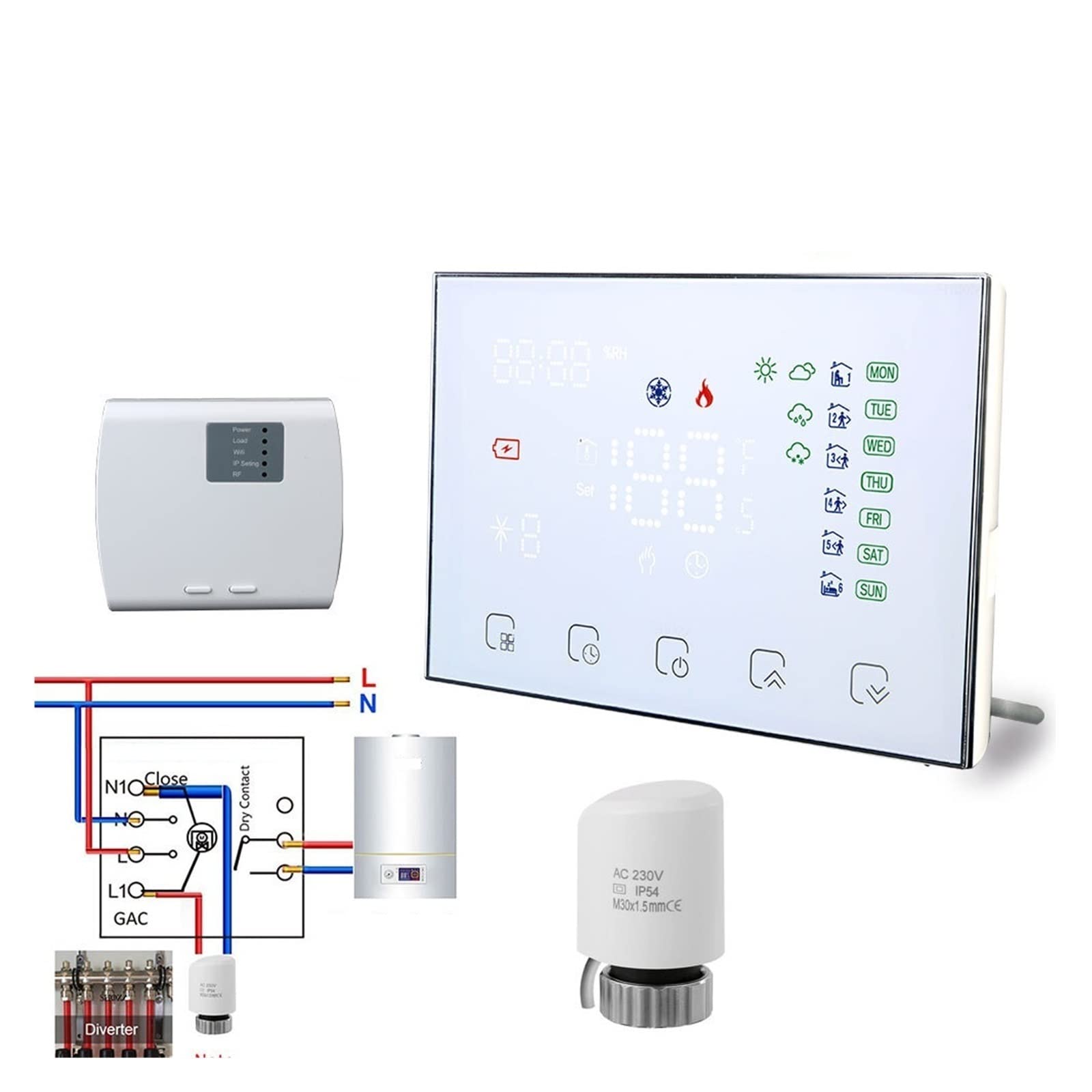 Termometro da interno igrometro digitale 2 In 1 wifi Termostato intelligente for calore a pavimento radiante, contatto a secco, controllore di temperatura multifunzione dell'interruttore relè 16A Con
