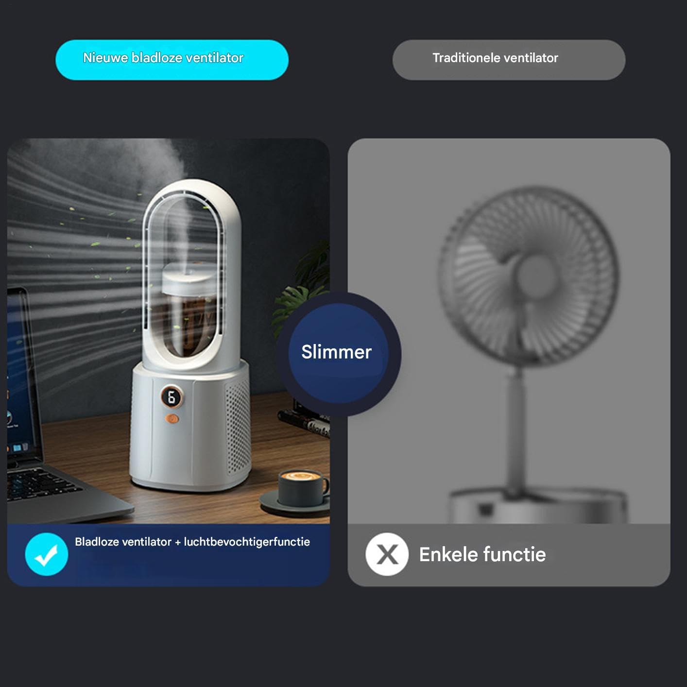 Ventilateur Sans Lame Pour Chambre Portable Silencieux Avec Humidificateur