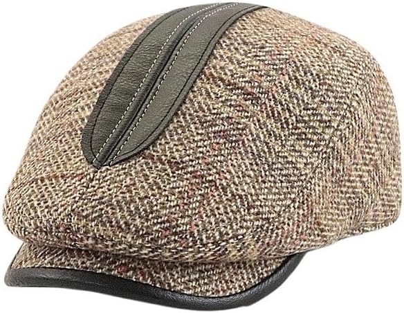 Patchwork PU Polyester Vintage Newsboy Cap Unisex Beret Outdoor Artist Hat