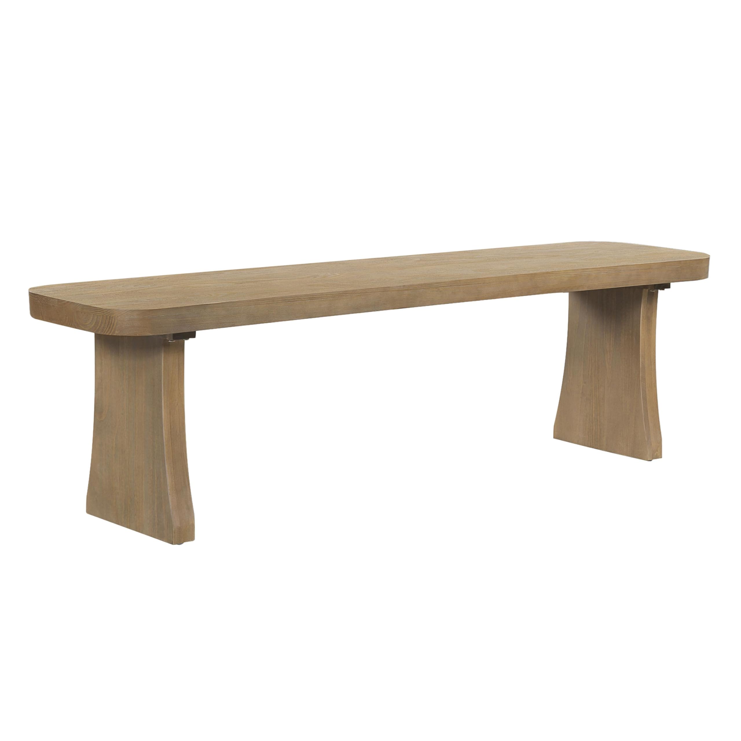 Solid Pine Wood Dining Bench with Flared Trouser Legs, 62.9 Inch Long Seat Supports 3 People, 350 LBS Weight Capacity Indoor Bench for Kitchen, Dining Room & Living Room