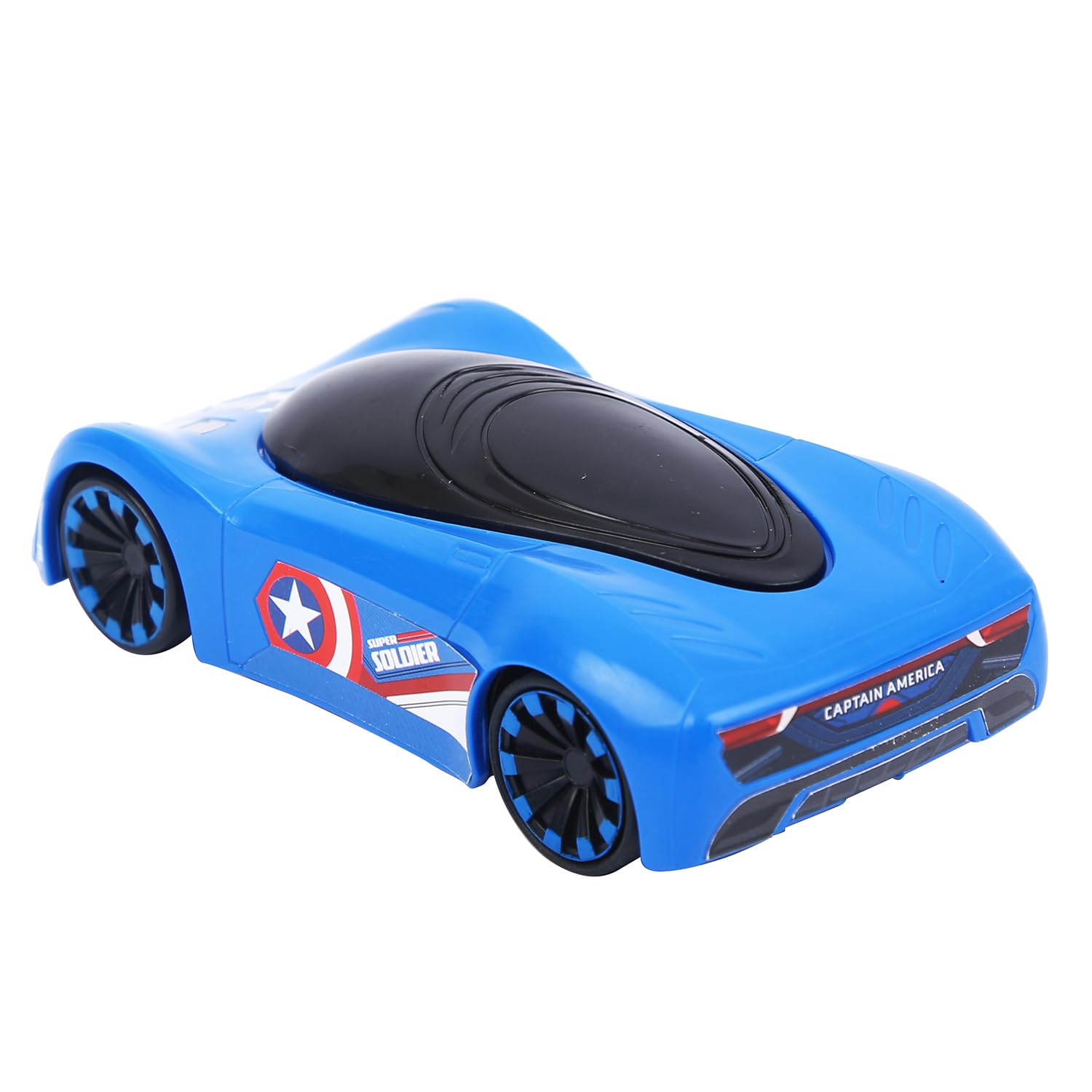 SKOODLE Marvel Pull-Back Hyper Car for Kids - Captain America Edition, Marvel Inspired Toy Cars with Sturdy and Long-Lasting Construction, Enhances Motor Skills and Fun Vehicle Toy for Gifting - Blue 2