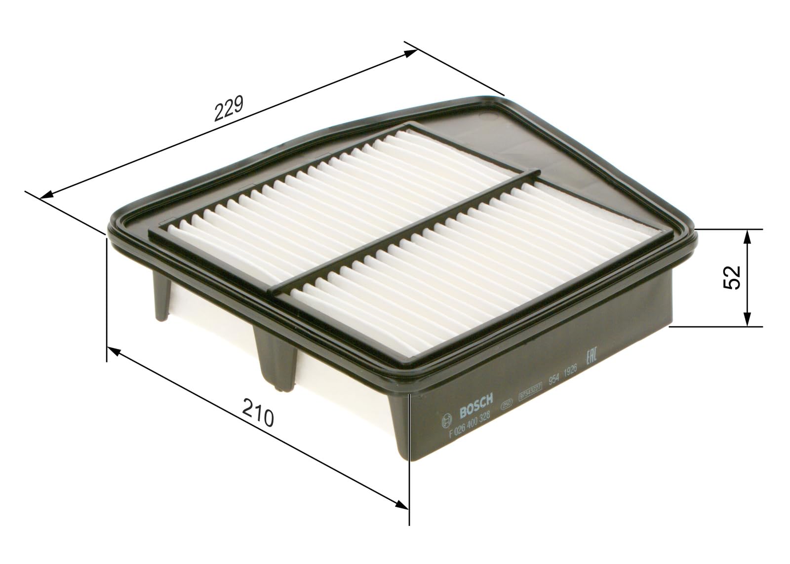 Bosch Filtro Aria per Auto S3298 - Trattiene le particelle solide all'esterno della presa d'aria - Resistente all'umidità ed altamente resistente alla trazione