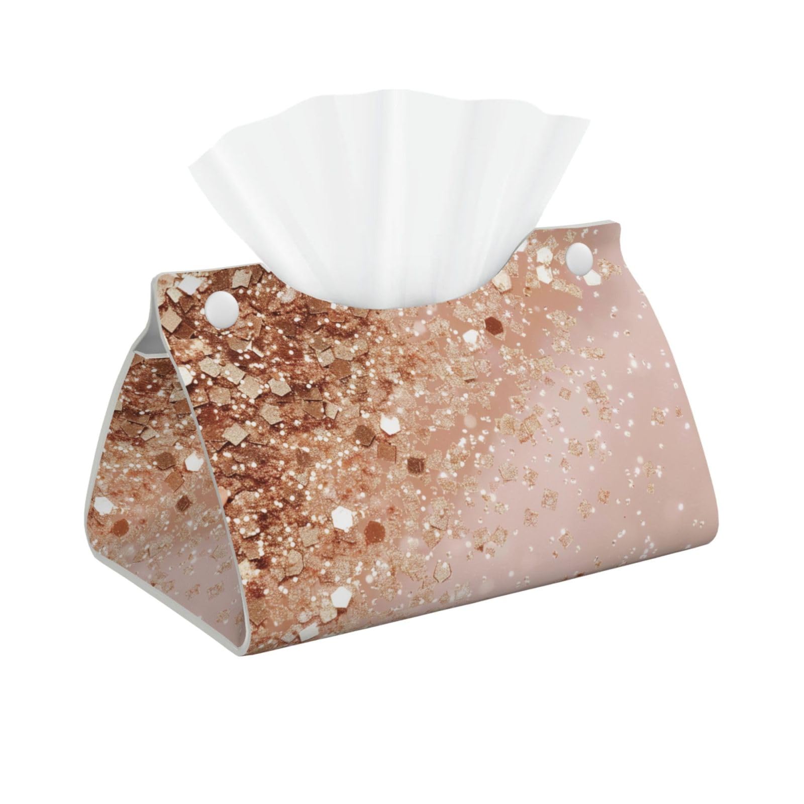 rose gold glitter Print Tissue Box Cover Foldable Tissue Storage Box Leather Tissue Cube Box Holder for Living Room Bedroom Office Car Home Decor