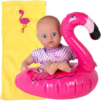 Adora Splash Time Babies Collection, 8.5 Baby Doll with Sweet Baby Smell, Premium QuickDri Vinyl and Machine Washable, Includes Clothes and Accessories, Birthday Gift For Ages 3+ Fun Flamingo