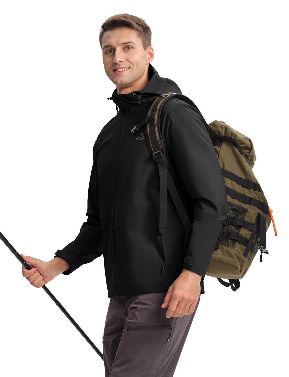 YSENTO Chubasquero impermeable para hombre, chaqueta transpirable para senderismo, chaqueta de entretiempo, chaqueta funcional cortavientos plegable