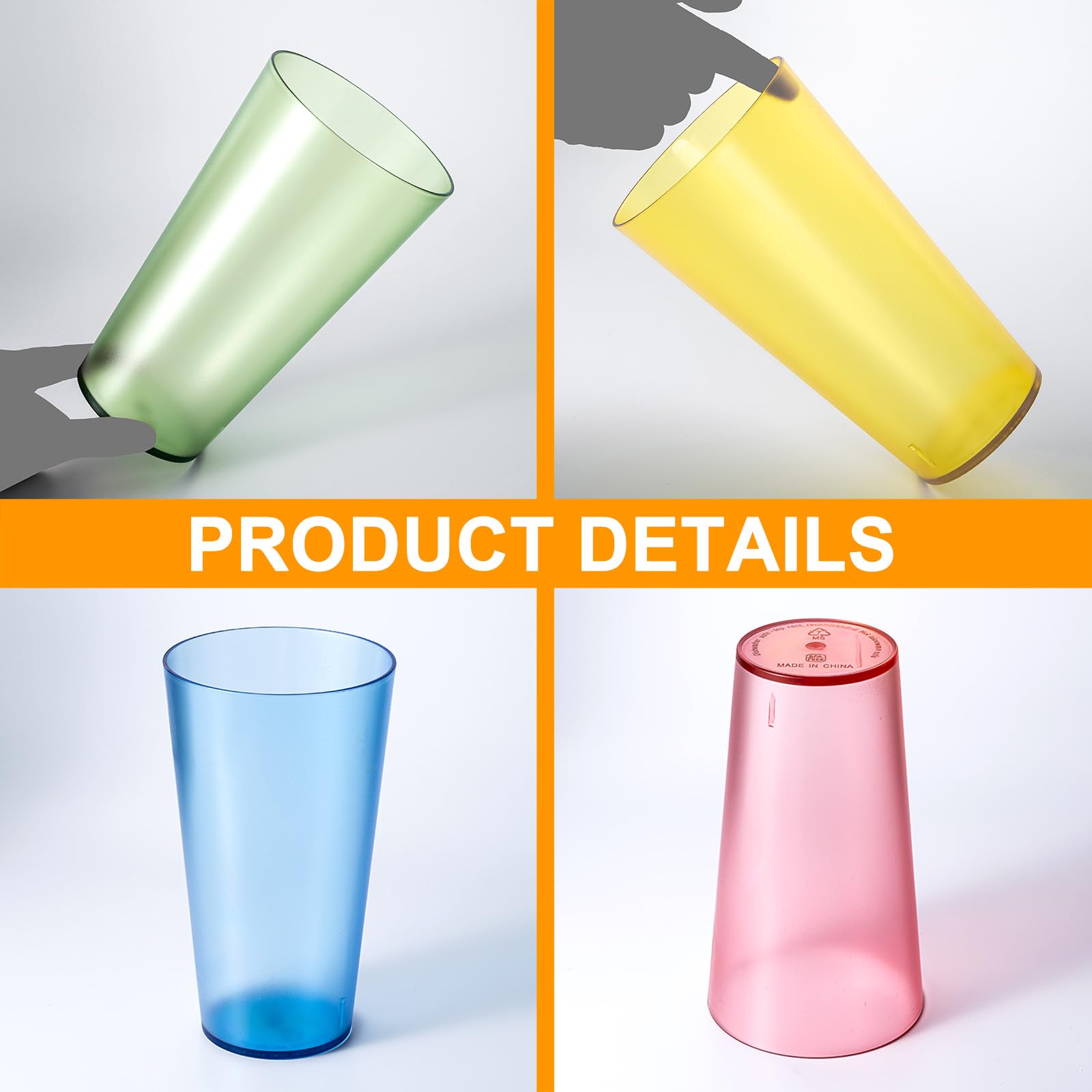Amazon.com | ZAINCA 32-ounce Plastic Tumblers, Acrylic Larger Drinking  Glasses, set of 8 Multicolor Reusable Plastic Cups, Stackable, BPA-Free,  Shatter-Proof, Dishwasher-Safe: Tumblers & Water Glasses
