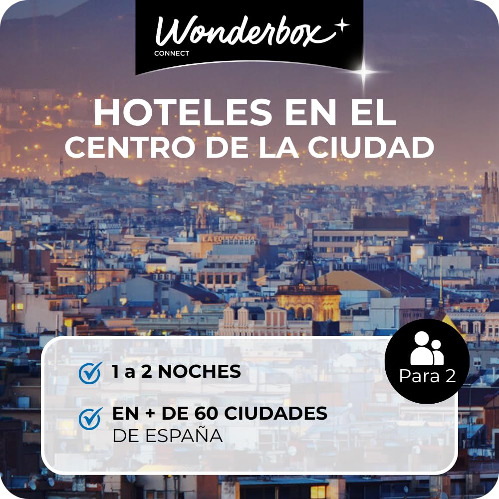WONDERBOX – Cofre Regalo Escapada en la Ciudad: España - De 1 a 2 Noches para 2 Personas - Escapada para Parejas - Regalar experiencias - Hoteles en centros urbanos para Descubrir la Cultura española