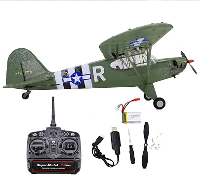 طائرة FunXylophy RC، طائرة تحكم عن بعد بأربع قنوات J-3 CUB Fighter RTF Gyro Stabilization سهلة الطيران، طائرة للمبتدئين، هدايا رأس السنة الجديدة