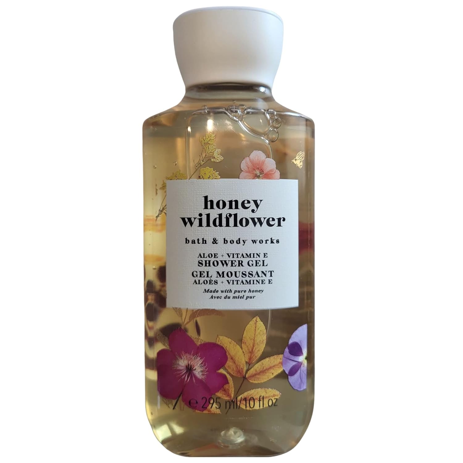 Bath and Body Works Gift Set Bundle with Shower Gel Soap and Loofah Sponge Pouf - (Honey Wildflower)
