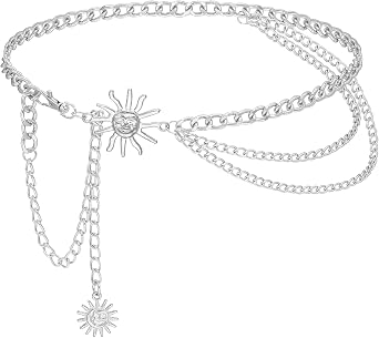 Waist Chain Belts for Women Metal Link Moon Star Body Chain Belt