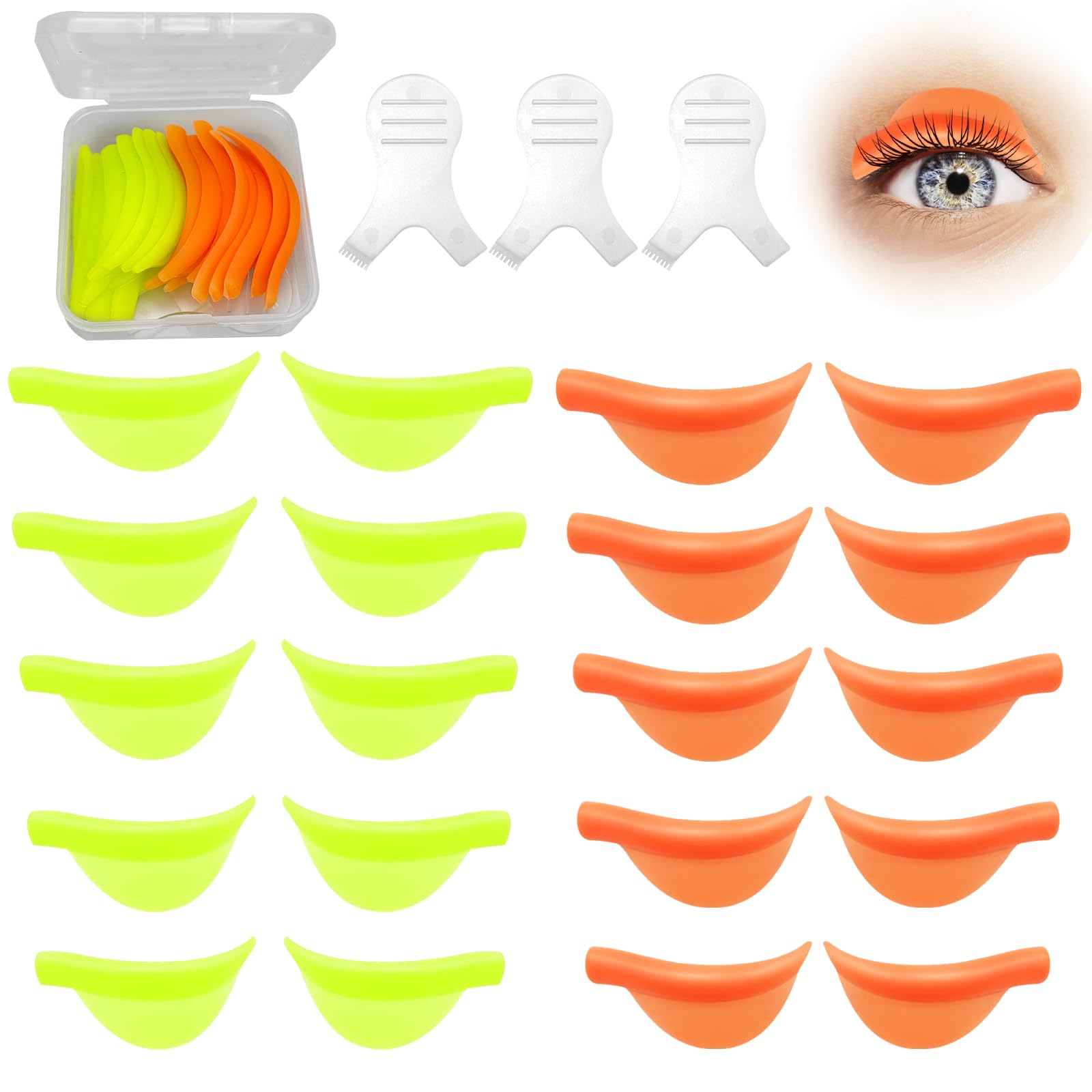 5 pares de Almohadilla de Permanente de Rizador de Pestañas de Silicona de Pestañas, Varillas de Elevación de Pestañas, Almohadillas de Elevación de Pestañas, Cepillo de Silicona Transparente
