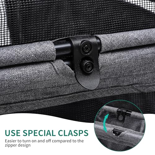 YITAHOME Hundebuggy Hundewagen klappbar für Hunde & Katzen, Haustierbuggy bis 22 kg mit umkehrbarem Griff, Netzfenstern, Getränkehalter, 360° drehbare EVA-Räder mit Bremsen (Grau)