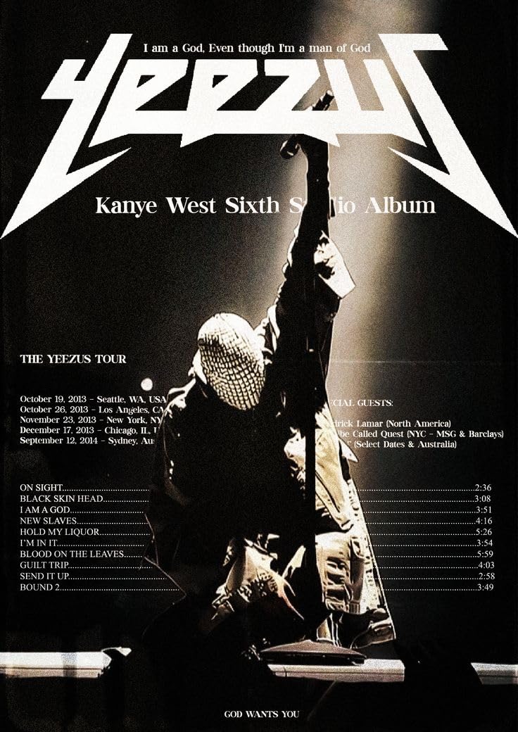 Kanye West LP 2枚セット未開封 Music Artist Glossy A4 Self-Adhesive Poster | Unframed Music Wall
