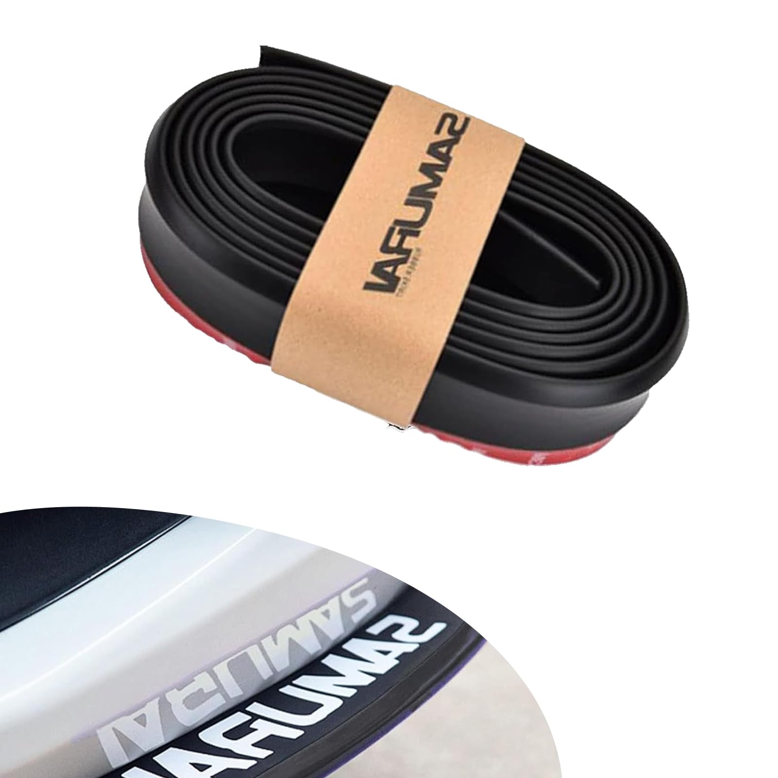 cueclue 1 PC Car Front Bumper Anti-Collision Protector with Adhesive, 8.2Ft x 2.0In x 0.1In Rubber Vehicle Bumper Air Dam, Universal Front Lip Trim Spoiler for Cars SUV (Black #04)