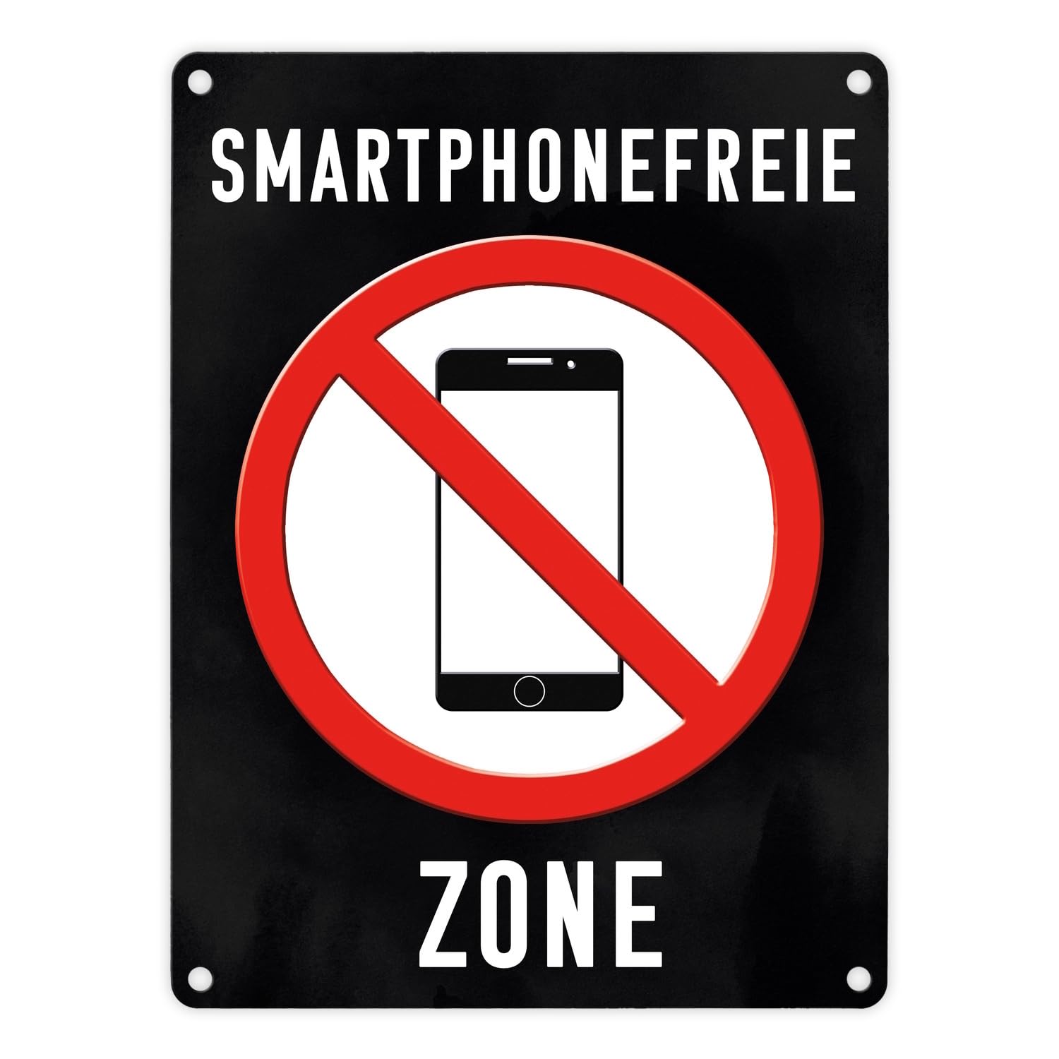 Targa In Metallo 'Zona Senza Smartphone' | 15x20 Cm, Alluminio Con Fori, Segnale Divieto Cellulare Per Casa E Ufficio