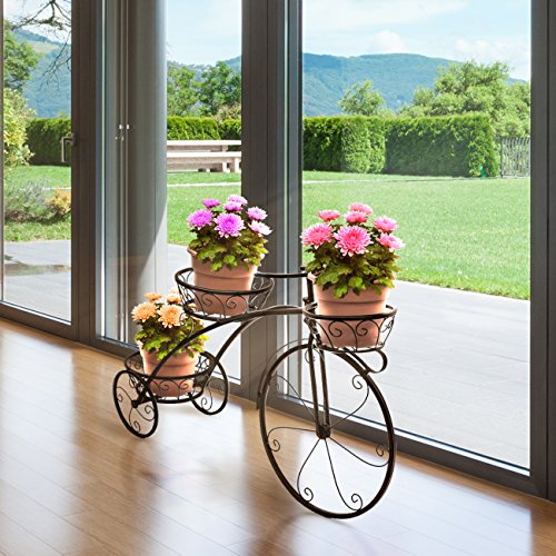 Sorbus Tricycle Plant Stand - Flower Pot Cart Holder - Ideal For Home, Garden, Patio - Great Gift For Plant Lovers, Housewarming, Mother’s Day - Parisian Style (Bronze) #TOP1