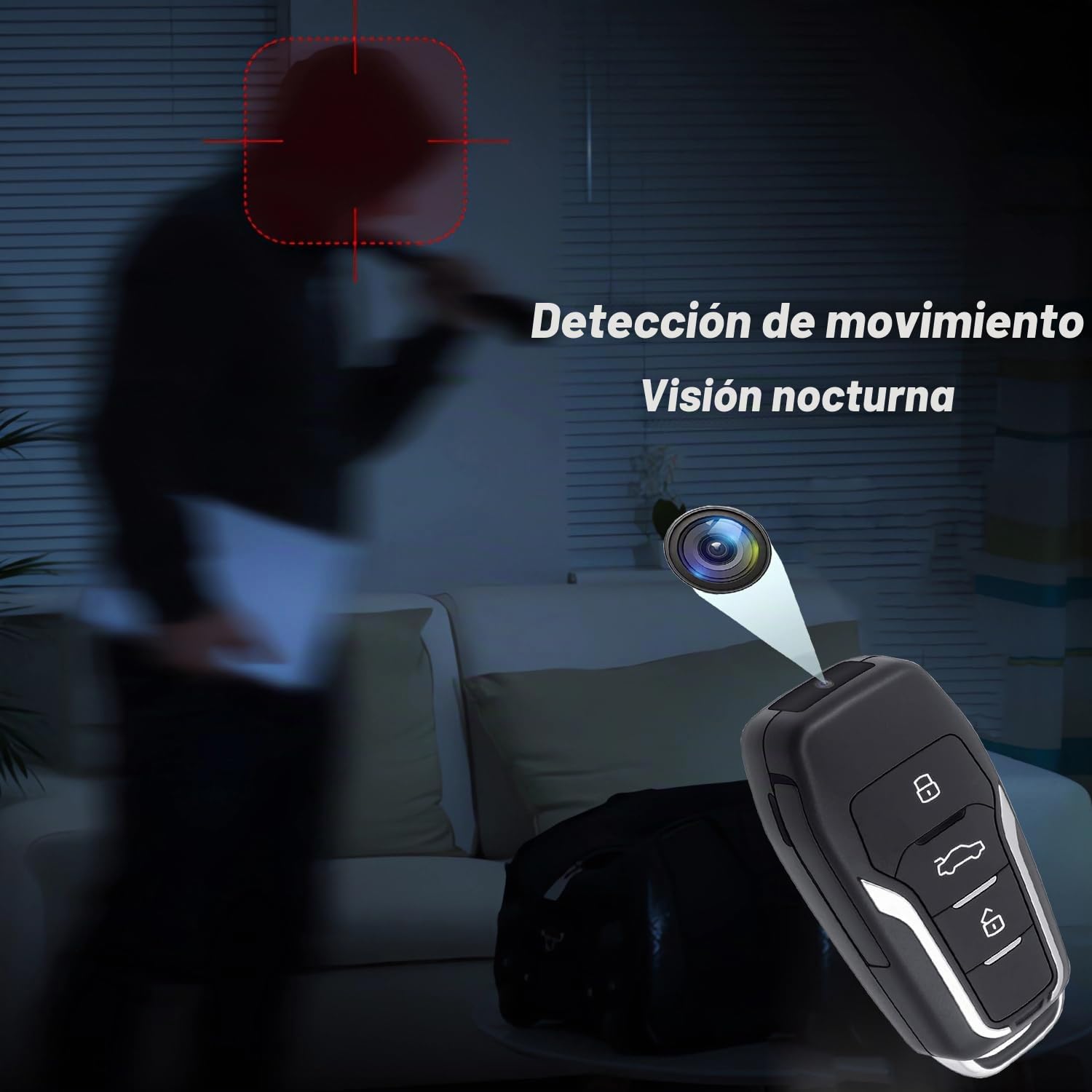 SHMIZZ Mini Cámara Espía Oculta 1080P HD, Cámara de Vigilancia Llave de Coche con Detección de Movimiento, Visión Nocturna y Batería Recargable de 300mAh