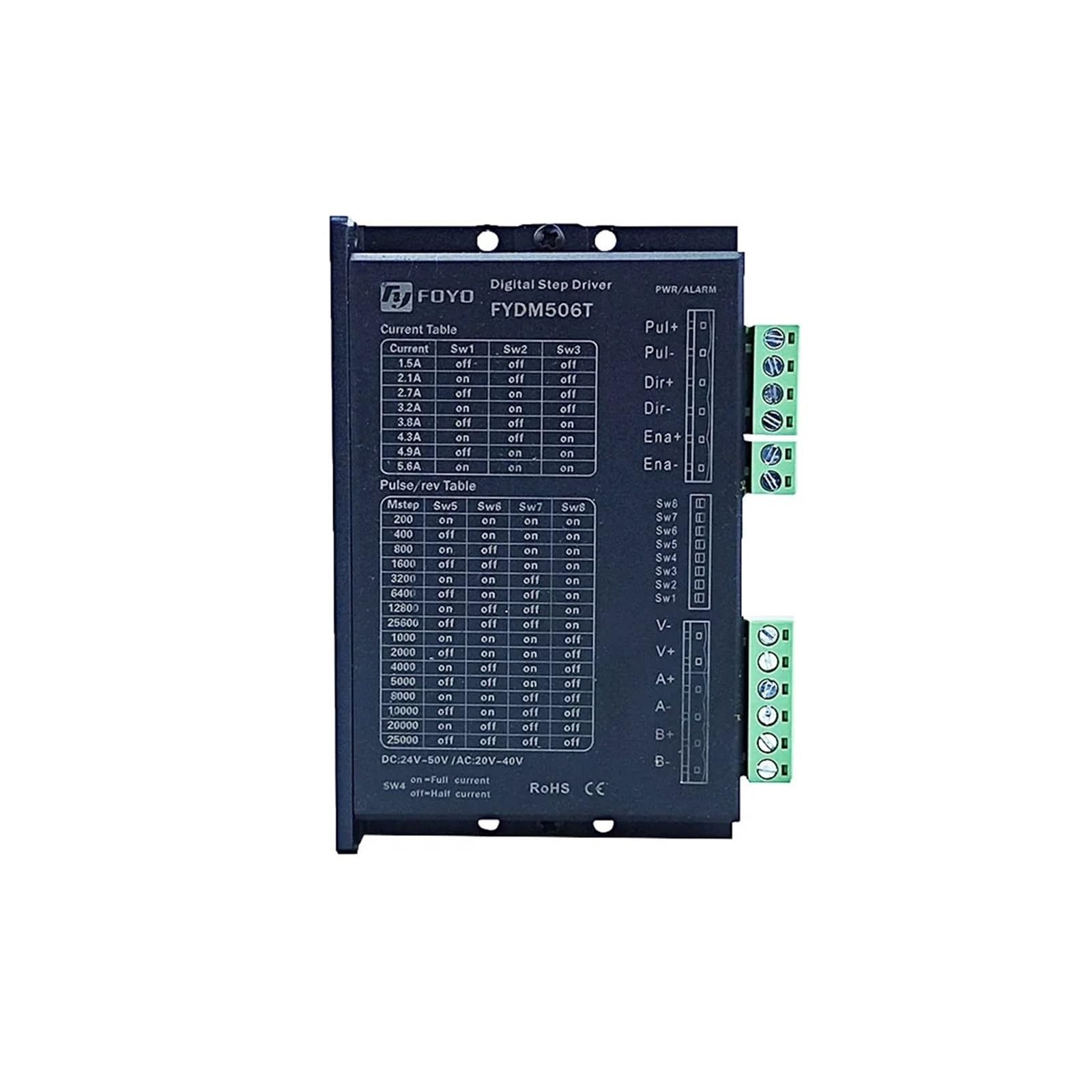 Cnc two-phase stepper motor driver NEMA23/34 stepper motor controller DC24V-50V FYDM506T