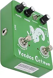 XUXHOU Pedal de Efeito de Guitarra True Bypass único Com Fuzz de Oitava para Guitarra Elétrica, Acessório de Instrumento Ajustável de Metal Verde para Músicos