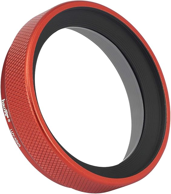 Haoge LUV-X54R Metal Lens Hood Shade with MC UV Protection Multicoated Ultraviolet Lens Filter for Fujifilm Fuji X100V Camera Red