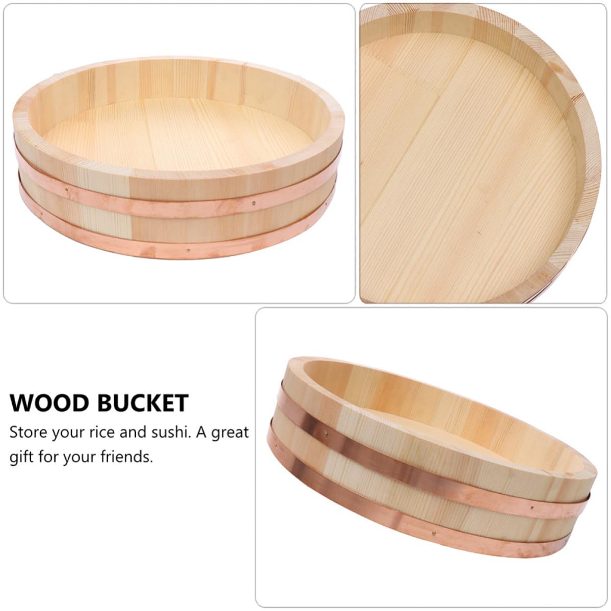 GALPADA Cuenco de Madera Función de Enfriamiento Color Aleatorio para Mezclar Arroz y Sushi Utensilio Tradicional para Preparar Sushi Adecuado para Restaurantes y