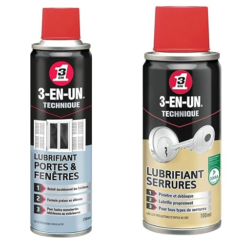3-EN-UN Technique Lubrifiant Portes et Fenêtres Aérosol Compatible tous métaux