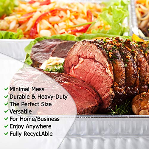 Montopack 9X13 Aluminum Foil Half-Size Roasting Pans | [30 Pack] - Super-Thick Standard Size Chafing Tins For Baking, Catering & Roasting | Disposable Steam Table Trays | Great For Storing #TOP3