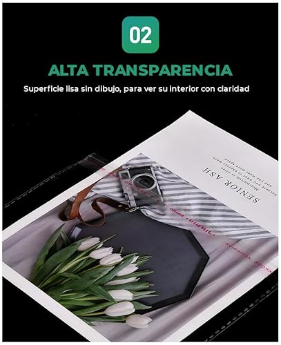 Miniatura 2 de 200 Bolsas De Celofán Transparente Autoadhesivas. Bolsas De Plástico Opp Grandes Con Costura Sellada Y Orificio De Ventilación Para Chuches, Regalos, Joyas, Tarjetas, Dulces, Bombones, Fotos.