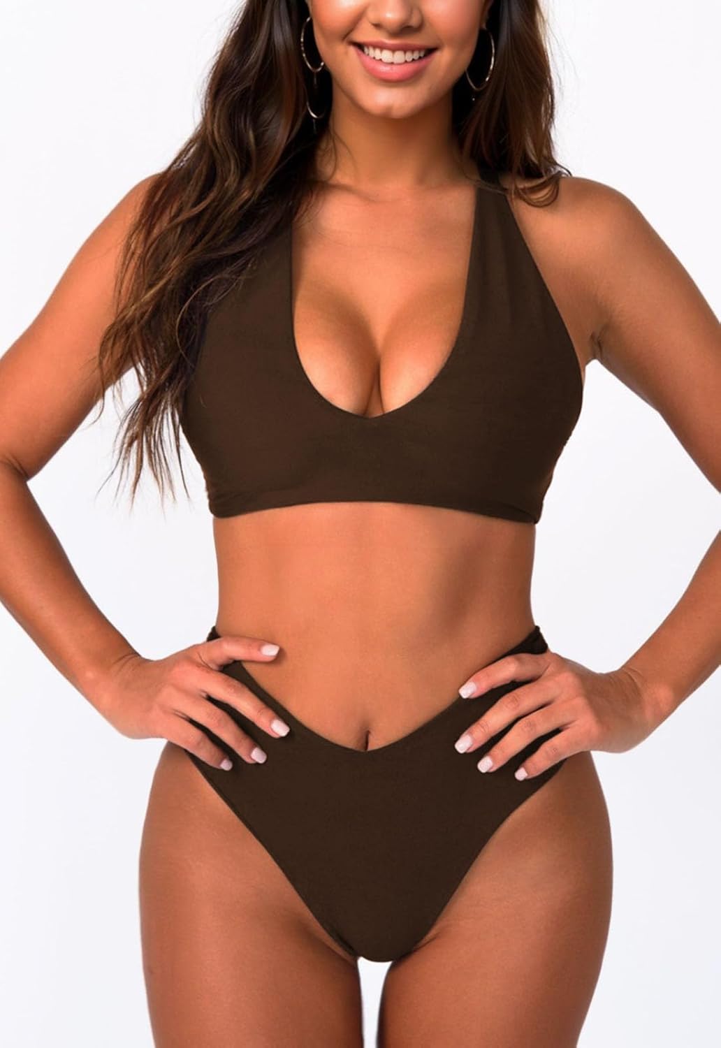 Women's Sexy High Leg Triangle Halter Bikini Set Padded Cup Bikini Cheeky Swimsuit V Cut Thong Bathing Suit - Image 4