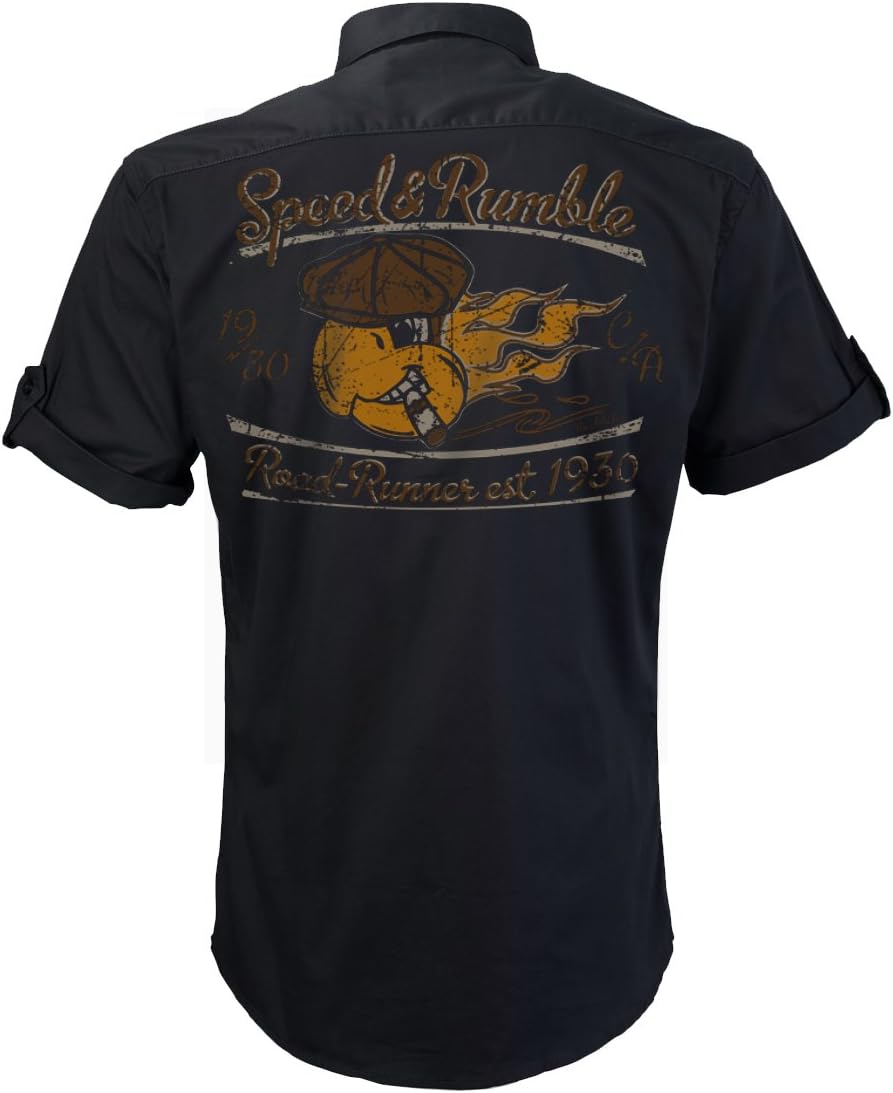 Rockabilly,Mechanic Work Shirt, Rock'n'Roll, Parrot, V8, US Car, Speed and Rumble