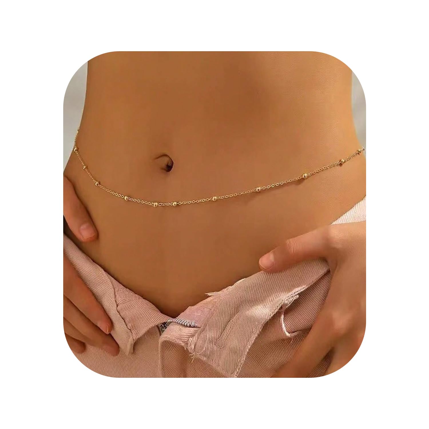 VAMA FASHIONS 18K Gold Plated Anti Tarnish Waterproof Adjustable Waist Hip Body Belly Chain Belt Combo Beach Jewelry Saree Kamarbandh Chain for Women & Girls