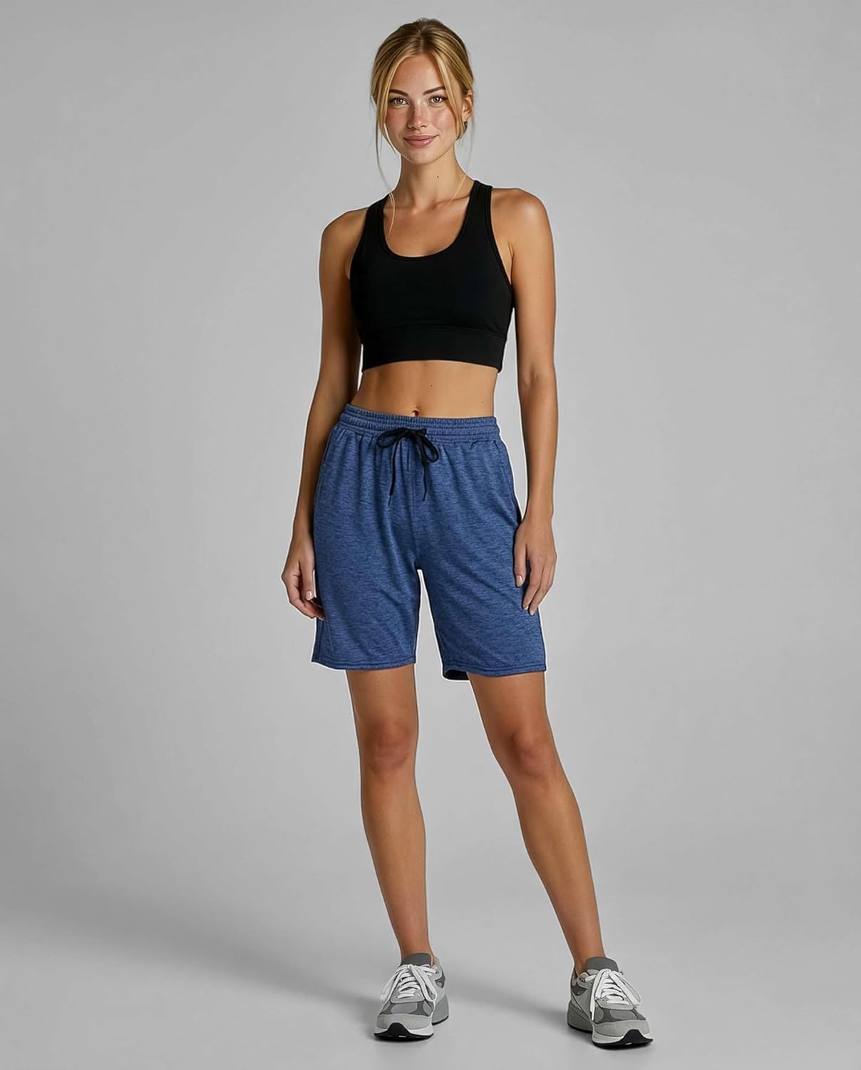 Real Essentials 4 Pack: Women's Dry-Fit Athletic 7" Bermuda Long High Waisted Running Shorts (Available in Plus Size) - Image 3