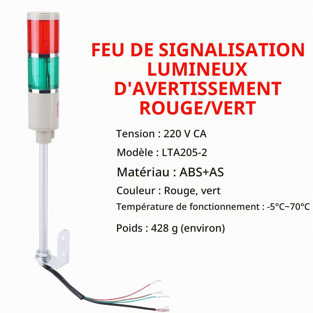 1PC LTA205-2 220V Voyant d'avertissement Ampoule d'équipement d'urgence Lampe mixte rouge et verte