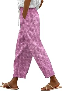 💎 89% MEGA DEAL! Generisch Leinen Hose Damen Sommer Lässige Kordelzughose Für Frauen Im Frühling Mountainbike Sommerhose Mit Polster