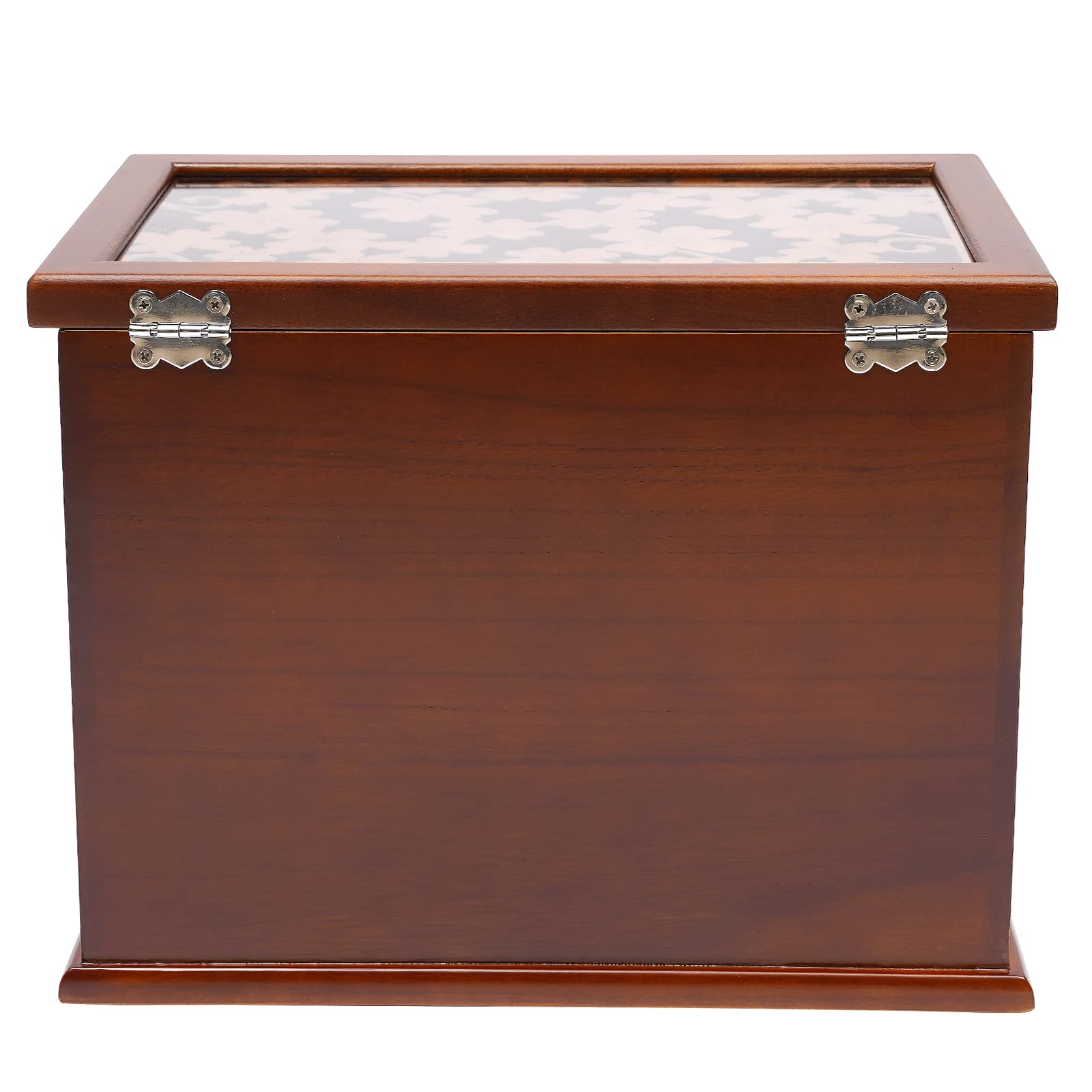 WooDerson Joyero con 5 cajones, joyero de madera, diseño tallado, forro interior de tela de terciopelo, rectangular, caja de joyas para relojes, collares, pendientes, 31 x 20 x 24,5 cm (nogal)