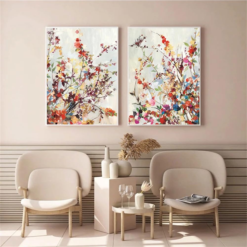 WUHBCZ Pictures,Abstract Flowers Picture Canvas Painting Wall Art Minimalist Modern Luxury Poster and Print for Kitchen Bedroom Home Living Room Decor-40 * 60cm*2PCS (No Frame)