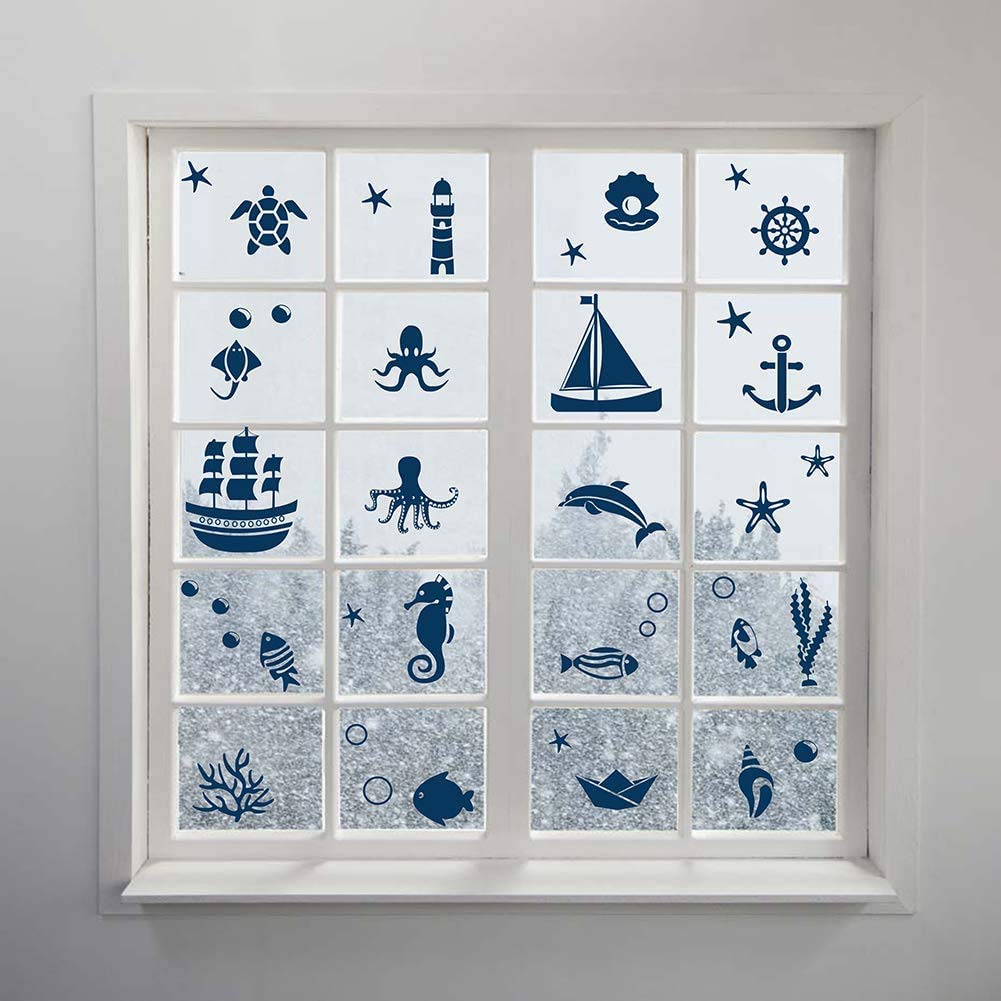 40 pegatinas de pared para cuarto de baño, pegatinas de pared para habitación infantil, diseño de dibujos animados,velero, animales, adhesivo decorativo para habitación de niños, dormitorio