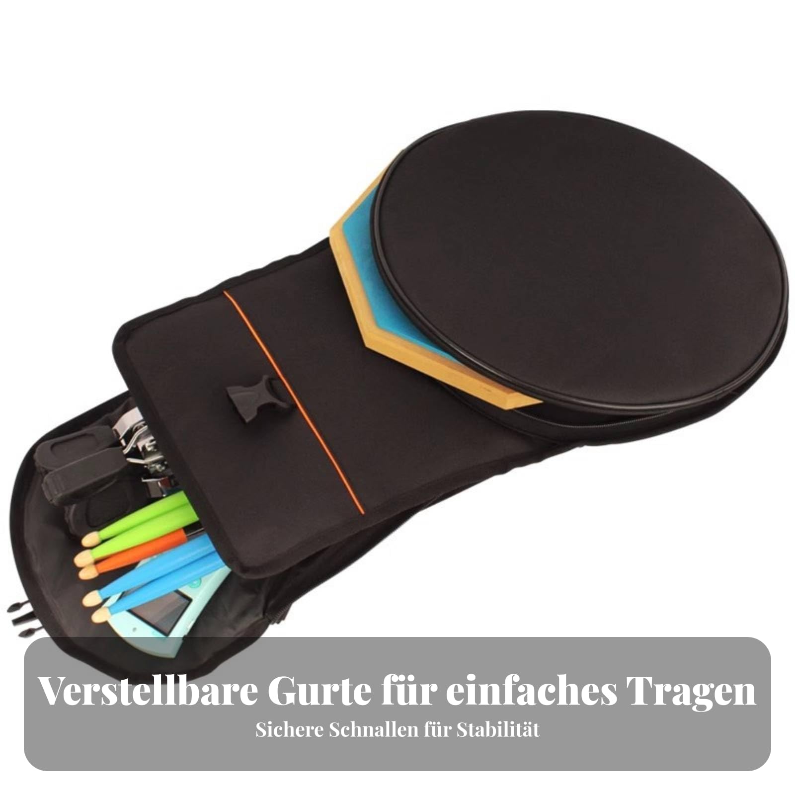 Schlagzeugrucksack verstellbare Schultergurte Trommelrucksack strukturiert Instrumententasche